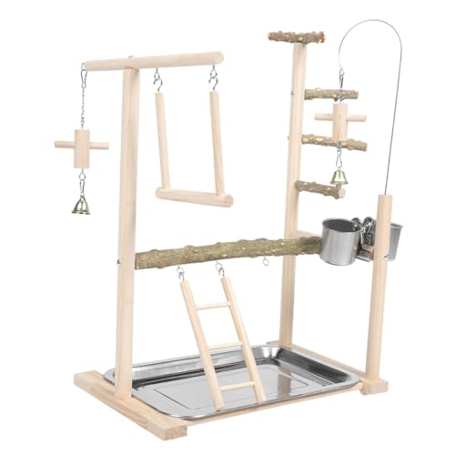 BUGUUYO Puesto de Loros Jaula para Loros Cuerda para Escalar Loros Perchas de Jaula de pájaros Accesorios para pájaros Percha para pájaros Palo de Entrenamiento Objetivo pájaro de Madera