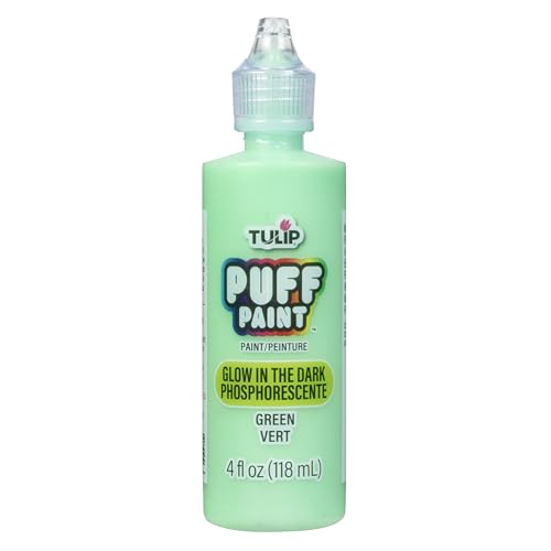 Tulip Puff Glow In The Dark Fabric Paint Permanent Craft Paint for Clothes DIY Projects Notoxic 4 fl oz Glow Green