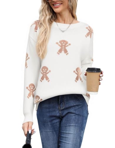 Womens Cute Heart Sweater Crew Neck Long Sleeve Pullover Valentines Sweater