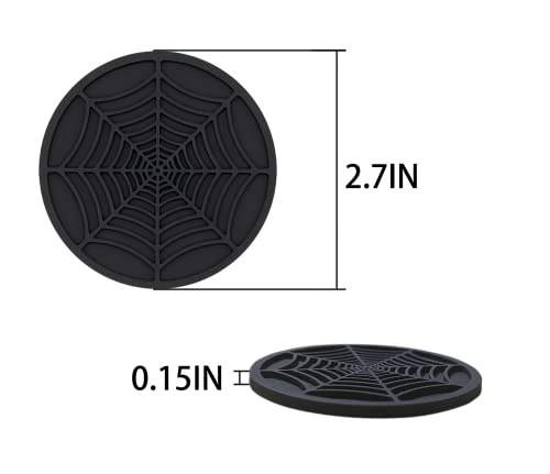 Car Cup Holder Coaster, 2 Pack Universal Auto Anti Slip Cup Holder Insert Ornaments Coaster, Durable, Suitable for Most Car Interior Accessories (Black-Spider Web)