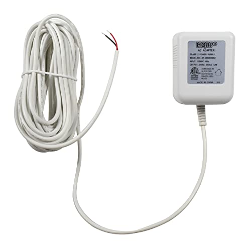 HQRP C Wire Adapter 24V AC Transformer Compatible with Ecobee Nest Honeywell Emerson Ecobee4 Smart WiFi Thermostat, 25ft Cable, White, ETL Listed