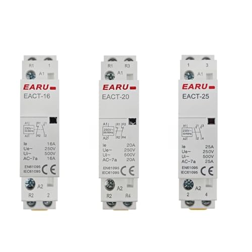 Contacteur AC modulaire 2P 20A 1NO 1NC interrupteur de puissance rail DIN 220V 230V
