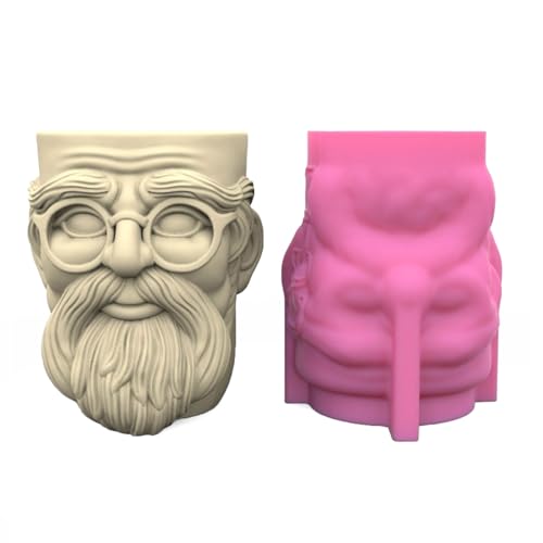 Flower Pots Silicone Molds Succulents Planter Castings Molds Elderly Concrete Planter Vases Molds Clay Resins Molds