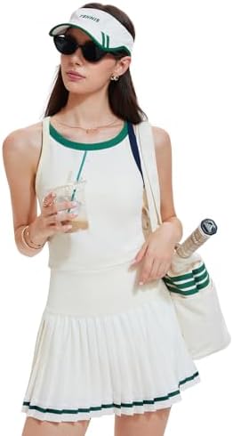 Tennis Skirt Set for Women 2 Piece Racerback Tank Top Golf Dress ...