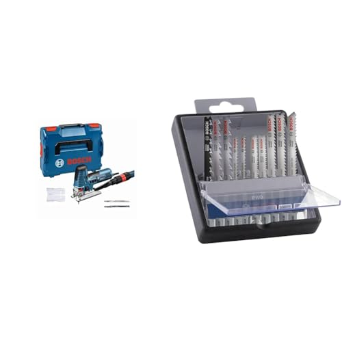 Bosch Professional Stichsäge GST 160 CE (inkl. Absaugadapter, Spanreißschutz, 3x Stichsägeblätter) + 10x PRO Hardwood and Laminate Stichsägeblatt-Set (für Hartholz, Parkett, Länge 83 mm, Zubehör) Bosch Professional Stichsäge GST 160 CE (inkl. Absaugadapter, Spanreißschutz, 3x Stichsägeblätter) + 10x PRO Hardwood and Laminate Stichsägeblatt-Set (für Hartholz, Parkett, Länge 83 mm, Zubehör)