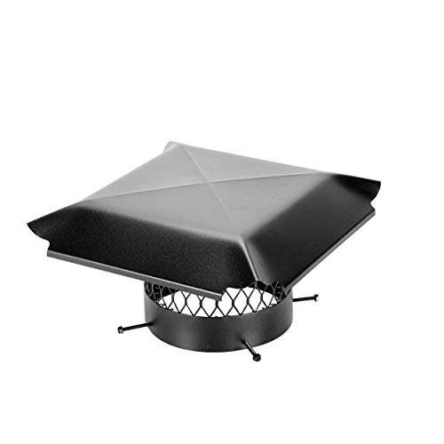 Draft King Round Bolt On Single Flue Chimney Cover, Black Galvanized Steel