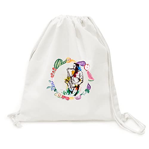 Sac en tissu pliable aquarelle homme musique rock sangle fruits légumes