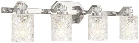 Minka Lavery 2614-77 Crystal Kay Clear Glass Bath Vanity Wall Light, 4-Light 240 Total Watts, 8" H x 32" W, Chrome