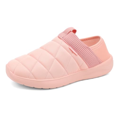 KUBUA Slippers for Men and Womens Indoor House Shoes Plush Slip on Outdoor Garden Loafers Light Pink Size 8 Women / 6.5 Men
