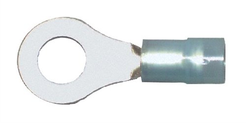 163202-050 Premium Nylon Ring Double Crimp, #6 Stud/Tab Size, 16-14 Wire Gauge, 600V Rating, Copper, Blue (Pack of 50)