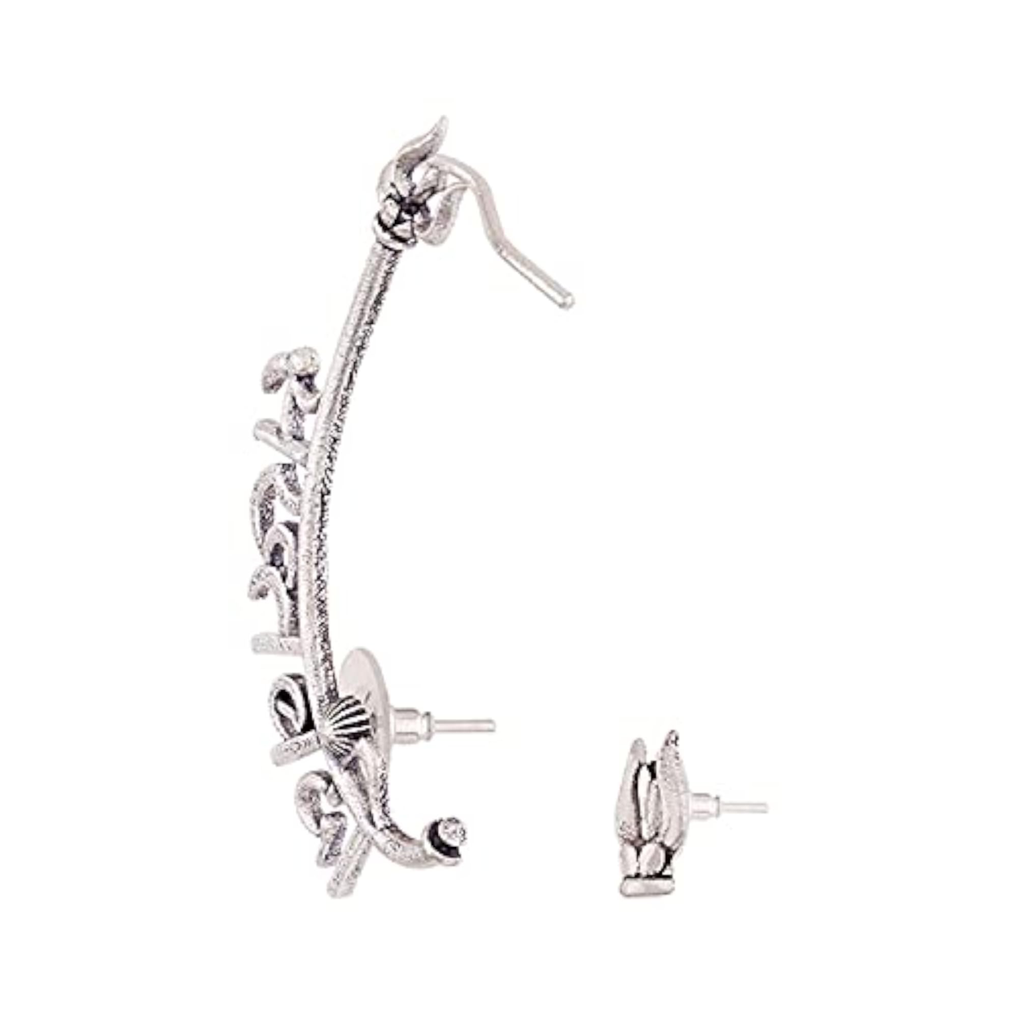 Brass Oxidised Moksh Earrings for Women