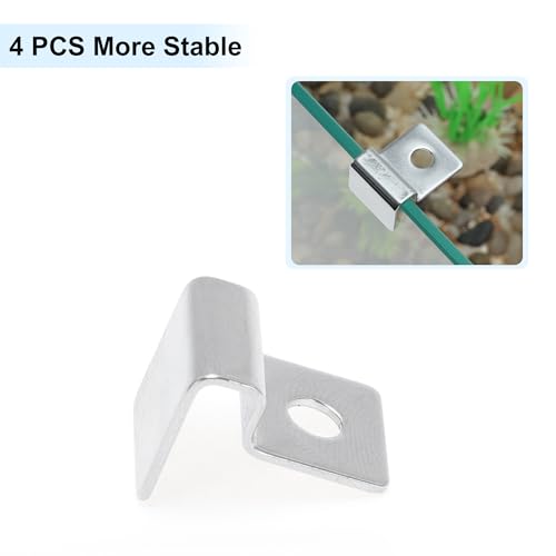Image of 4 Pcs Aquarium Lid Clips, 5mm Aquarium Cover Support Clamps, Aquarium Cover Holder Lid, Stainless Steel Aquarium Tank Cover Clamps Set, Silver Tone