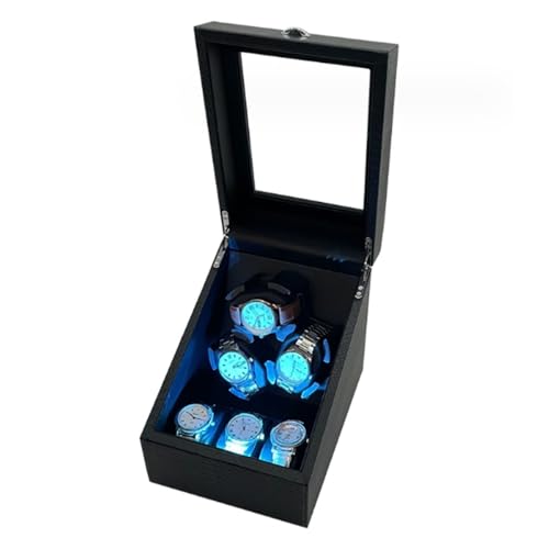 Taitus Automatic Watch Winder, With LED Light Mute Motor, 4 Rotation Modes Automatic Rotator (3 Slots & 3 Display Storage Spaces)