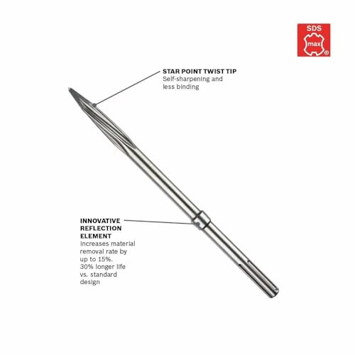 Image of BOSCH HS1936 16 In. R-Tec Star Point Chisel Twist SDS-max Hammer Steel