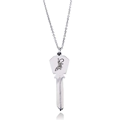 Stainless Steel Striking Tiger Hexagon Head Key Charm Pendant Necklace