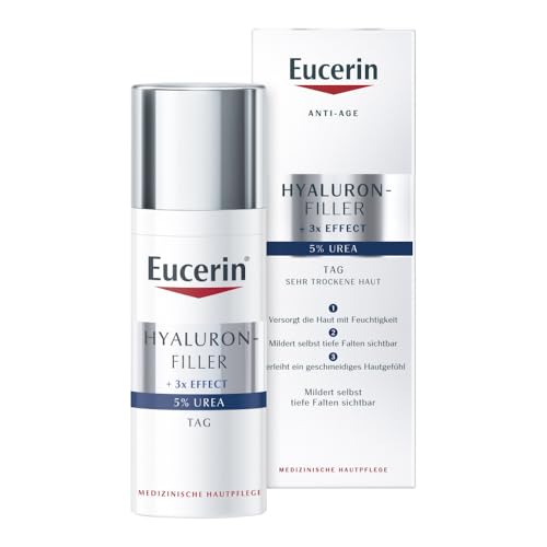 Eucerin® Hyaluron-Filler 5% Urea Tagespflege – mildert sichtbar Falten und spendet intensive Feuchtigkeit, 50 ml