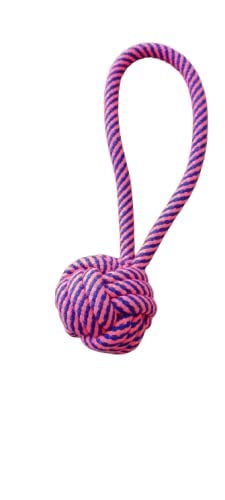 Toms Pet Mall Durable Big Handle Ball Knotted Cotton Rope Toys Ideal for Teeth Cleaning and Chewing Small and Medium Dog/Cat/Puppy (Multicolor)