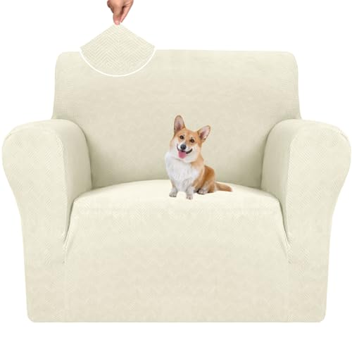 YSTELLAA Funda Sofa 1 Plaza con Reposabrazos, Ajustables Fundas para Sillones, Elasticas Protector Cubiertas De Sofá, Antideslizante, Extraíbles, Lavables, para Saló, Beige