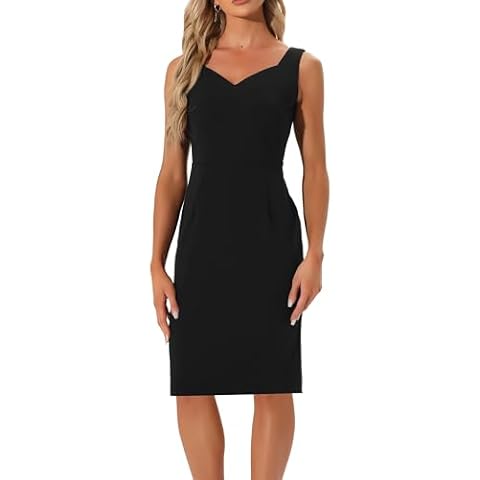 Allegra K Elegant Sweetheart Neck Dress Cover