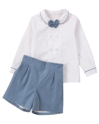 Toddler Boy Clothes Suit | Baby Boys Long Sleeve Formal Outfit with Bowtie + Pants | Wedding Birthday Party Suits