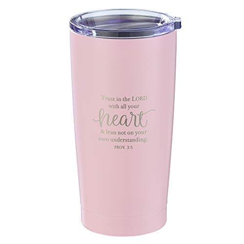 Trust in the Lord Proverbs 3:5 Pink Christian Travel Mug for Women