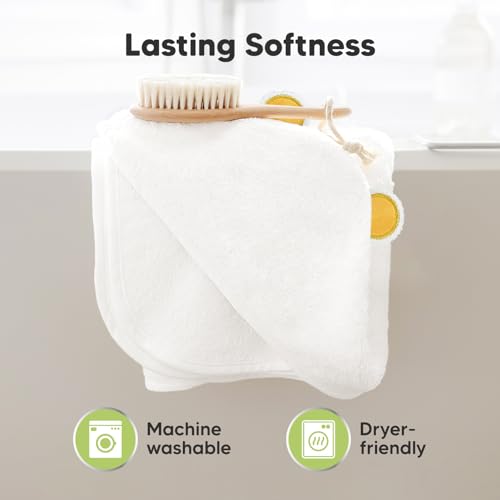 Image of KeaBabies Hooded Baby Towel for Newborn, Baby Bath Towels (Bear, 35x35)