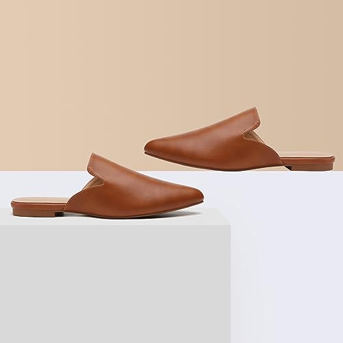 Image of Tilocow Women's Pointed Toe Flat Mules Backless Slip On Loafers | Lightweight, Soft Insole, Non Slip Sole, Printed, Dressy Casual, Office Work Business, Daily Wear