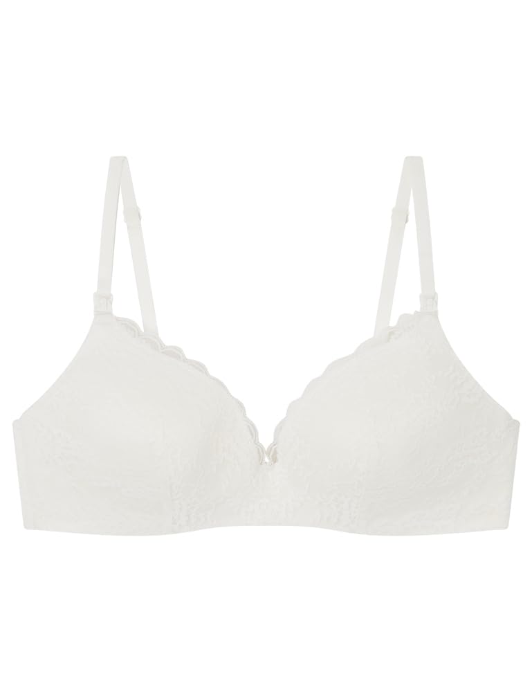 Women'secret White Lace Triangle Maternity Breastfeeding Bra Reggiseno Imbottito Donna