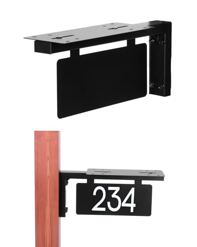 Ilyapa Post Mount Mailbox Mounting Bracket - 16x7 Adjustable Length Bracket with Mailbox Numbers Powdercoated Black Steel Includes Mounting Hardware