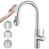 ▶ Einfache Bedienung: Einhand-Mischer-Design Spültischarmatur zur einfachen Steuerung der Wassertemperatur und des Durchflussvolumens. Hoher Lichtbogen 360-Grad-Schwenkauslauf lässt sich sehr leicht vollem Waschbereich zu befüllen und zu spülen. Auslauf mit einem langen herausziehbaren Schlauch, der das Befüllen großer Töpfe und Pfannen erleichtert, und die für mehr als 50 cm Abstand bestimmt ist, erfüllen Ihre specail Notwendigkeiten, ist eine gute Idee für Einzel- oder Doppelwaschbecken.