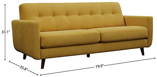Amazon Brand – Rivet Sloane Mid-Century Modern Sofa with Tufted Back, 79.9"W, Yellow