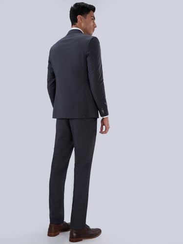 Image of Raymond Men Slim Fit Solid Pattern Terry Rayon Blend Notch Lapel Full Sleeve Formal Suit