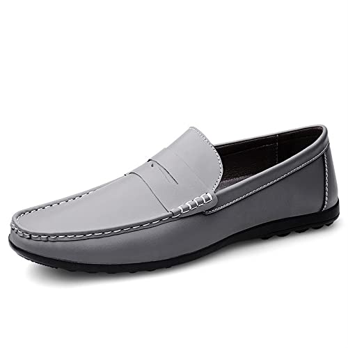 Mens Loafers Penny Loafers Round Toe Simple Leather Flat Heel Anti-Slip Lightweight Outdoor Wedding Slip-on2
