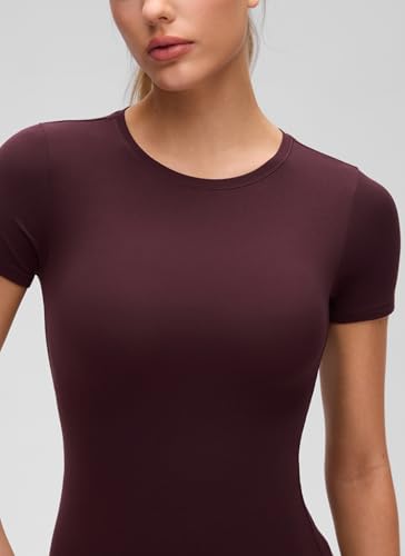 Image of CRZ YOGA Softembrace High Neck T-Shirt | Workout, Ultra Soft, Tight Fit, Waist Length, Short Sleeve Tops for Women