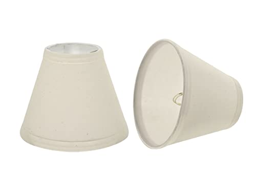 Image of Aspen Creative 32118-2A Small Hardback Empire Shape Chandelier Clip-On Lamp Shade Set (2 Pack), Transitional Design In Off White, 6 inch Bottom Width (3 inch x 6 inch x 5 inch)