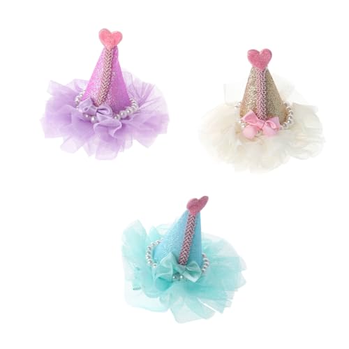 BCOATH 3Pcs Adorable Pet Hair Clips Dog Birthday Party Accessories Purple Cute Pet Headwear for Celebrations Photo Shoots and Themed Events
