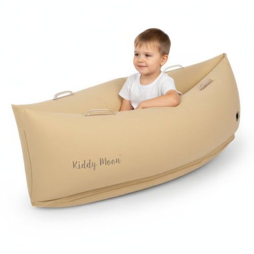 KiddyMoon Gonflable Fauteuil Sensoriel Enfant avec Poignées Et Pompe, Beige,M