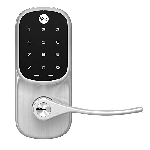 Yale Assure Lever Entry Door Lock with Wi-Fi Connected Touchscreen, Satin Nickel Smart Keypad Door Lock with Handle, Back-Up Key, and Z-Wave Compatibility, YRL226-ZW2-619