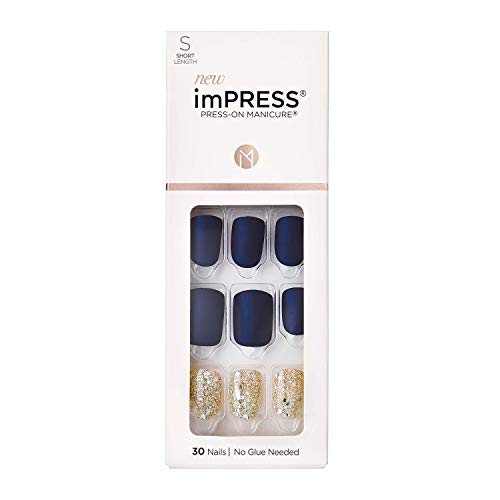imPRESS Design, Press On Nails, Wannabe Star, Blue, Short, Size, Squoval, Shape, Includes 30 Nails, Prep Pad, Instructions Sheet, 1 Manicure Stick, 1 Mini File