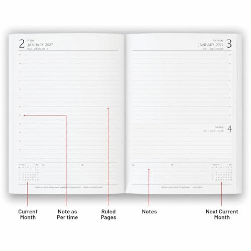 Image of 2027 Diary with Dates, 2027 Daily Planner Full Page Per Day with Monthly Calendar, New Year Diary 2027 80 GSM Size B5 25x17cm, 365 Days Aesthetic Book & Daily Notebook - Wood Grey