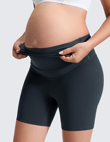 Image of CRZ YOGA Maternity Biker Shorts 6 inch | Butterluxe, Extremely Soft, Gentle Compression, Yoga, Super High Rise, U-shaped Belly, Pregnancy and Postpartum
