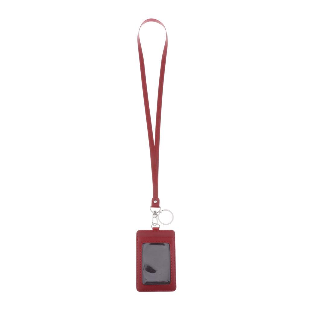 CALANDIS™ Vertical PU Leather ID Card Badge Holder Card Sleeve with Lanyard Red | ID & Document Holders | Unisex Accessories | Unisex Clothing, Shoes & Accs | Clothing, Shoes & Accessories