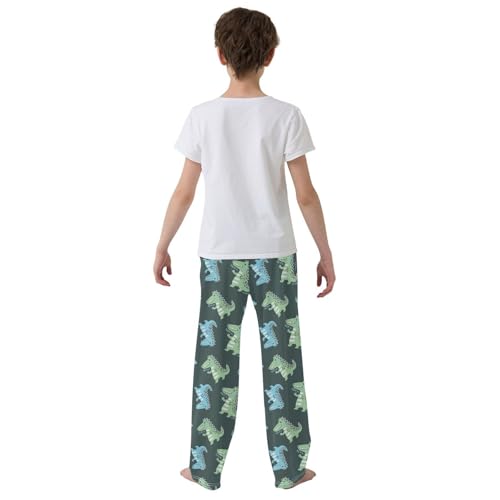 ZZXXB Dinosaur Running Boys Long Pants Soft Trousers Elastic Waist Kids Lounge Bottoms with Pockets S-XL3