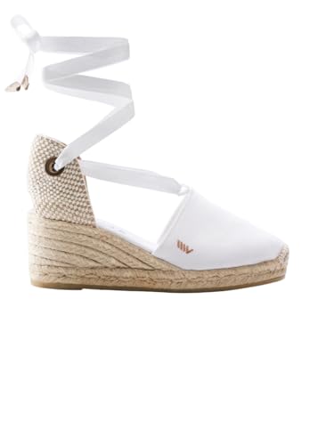 VISCATA Escala Espadrille Canvas Wedges with Sleek Ankle Laces Women's Lace Up Shoes Handmade in Spain Organic Cotton Canvas and 100% Natural Jute Midsole for All Occasions