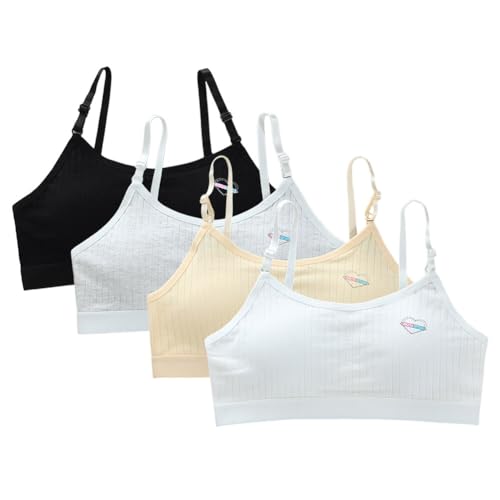 Eforcase 4PCS Girls’ Training Bra Big Girls Cotton Sports Cami Bras Underwear Bralette Activewear Bra,Aged 8-14