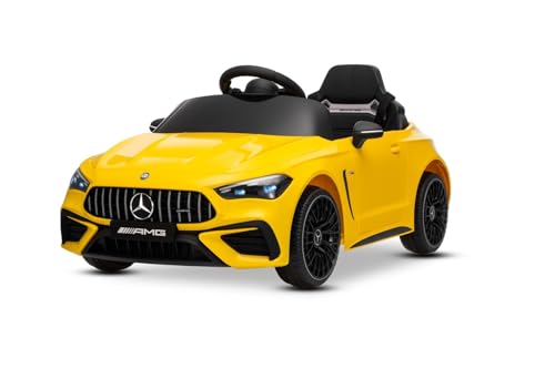 Voiture électrique pour Enfants Mercedes CLE 12V avec Propulsion arrière, Jaune, monoplace, Batterie Lithium, éclairage LED, siège Large, télécommande...