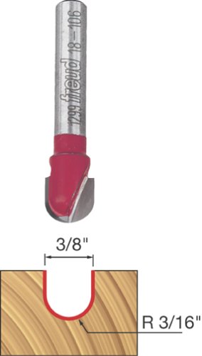 Freud 18-106: 3/16" Radius Round Nose Bit with 1/4" Shank, Perma-shield Coating Red, Pack of 1