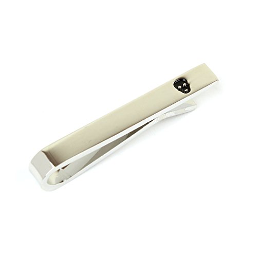 Modern Elements Mens Tie Clip Bar Chrome Finish Small Black Skull - Firm Hold Sleek Look and Perfect for Skinny Ties