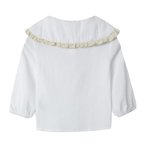 Image of LittleSpring Girls Button Down Shirt with Peter Pan Collar Tie Bow Blouse