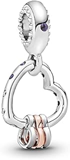 Pandora Moments Women's 14k Rose Gold-Plated and Sterling Silver Heart Full of Hearts Dangle Charm for Bracelet